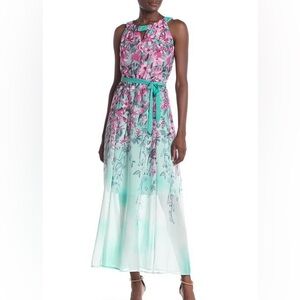 Rabbit Rabbit Rabbit Lined Floral Maxi Dress with Pink and Teal Floral